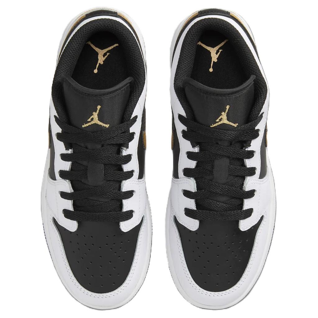Jordan Kids Air Jordan 1 Low Basketball Shoes White Black Metallic Gold 553560-172