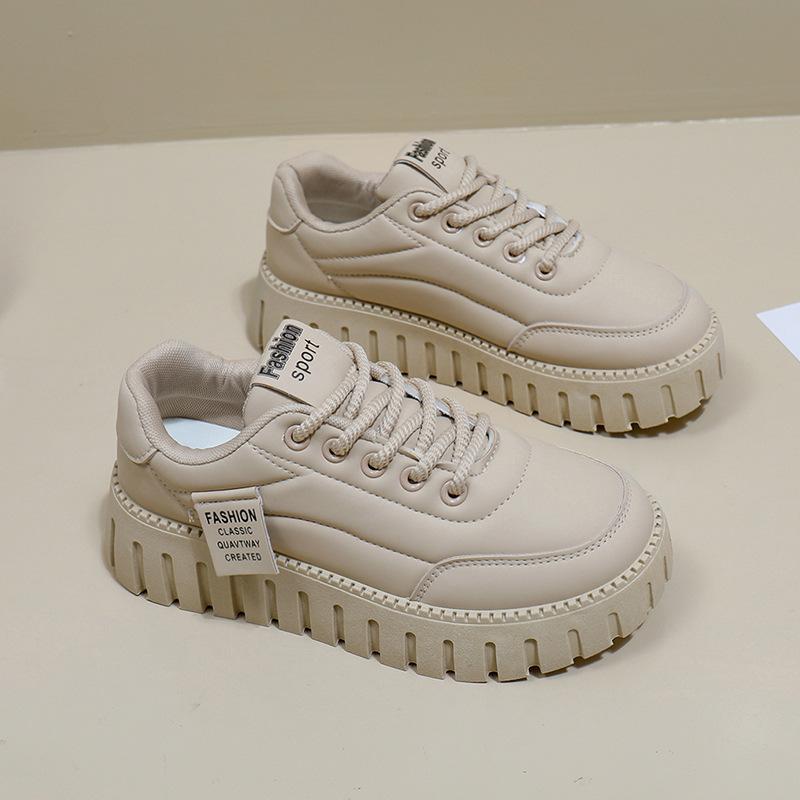 

Жіночі кросівки на платформі з синтетичної шкіри на плоскій підошві Взуття для ходьби на платформі Жіноче тенісне взуття на шнурівці Зручне повсякденне взуття Кросівки для бігу проти ковзання 40