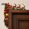 Weihnachts-Kamin-Hängeschild Weihnachts-Türdeko Lustiger Weihnachtsmann Rentier Schlitten Rahmen Dekoratives Holz-Eckschild Feiertags-Wohnkultur