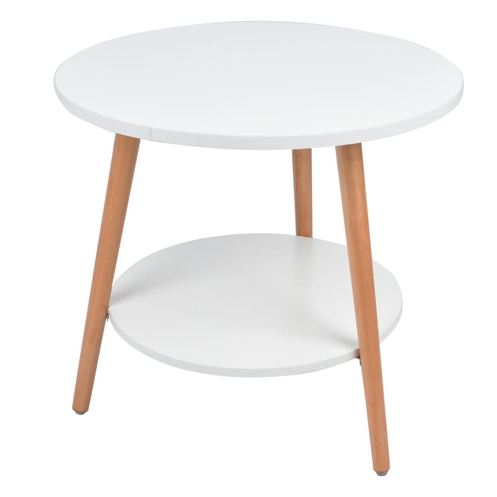 White 2 Layer Storage Coffee Table Side Table Living Room Balcony Furniture for Home