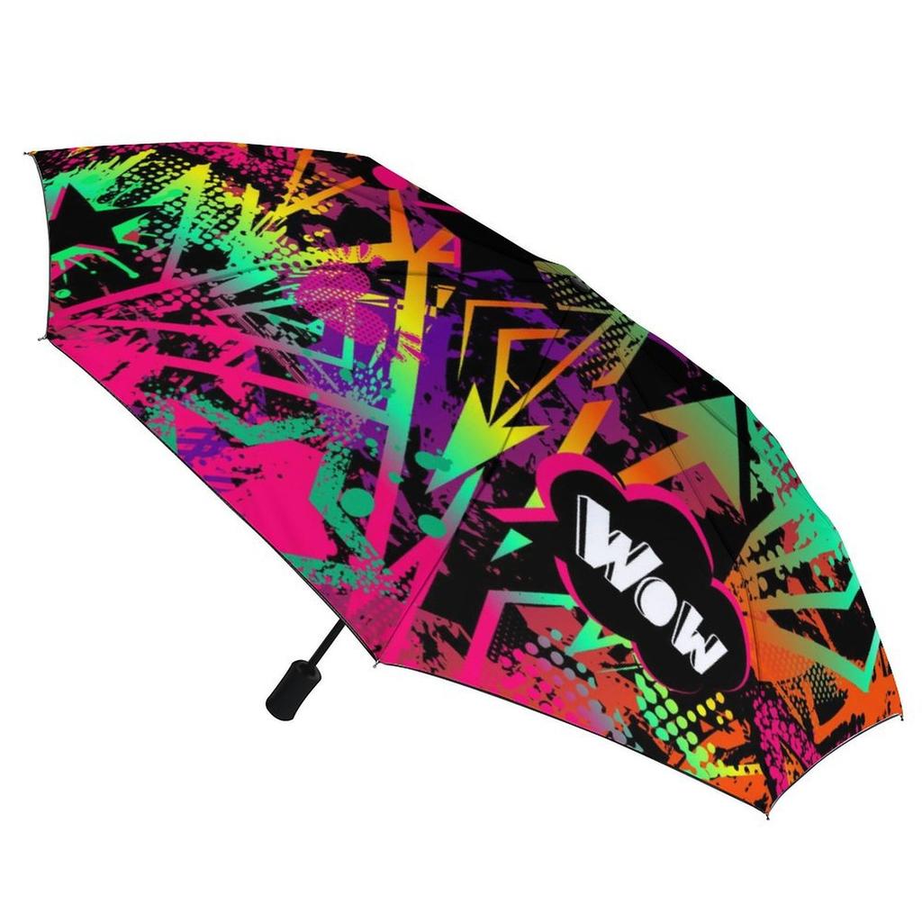 1 Pack Automatic Umbrella With Uv Resistant Coating And Strong Frame For Outdoor Travel Graffiti Accent Style