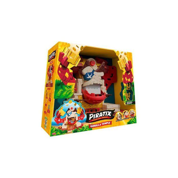 Spieltempel Gorilla - PIRATIX ADVENTURE WORLD - 47,5x16,5x36,6 cm - 9 Teile - Goldener Totem - 2 exklusive Piratix