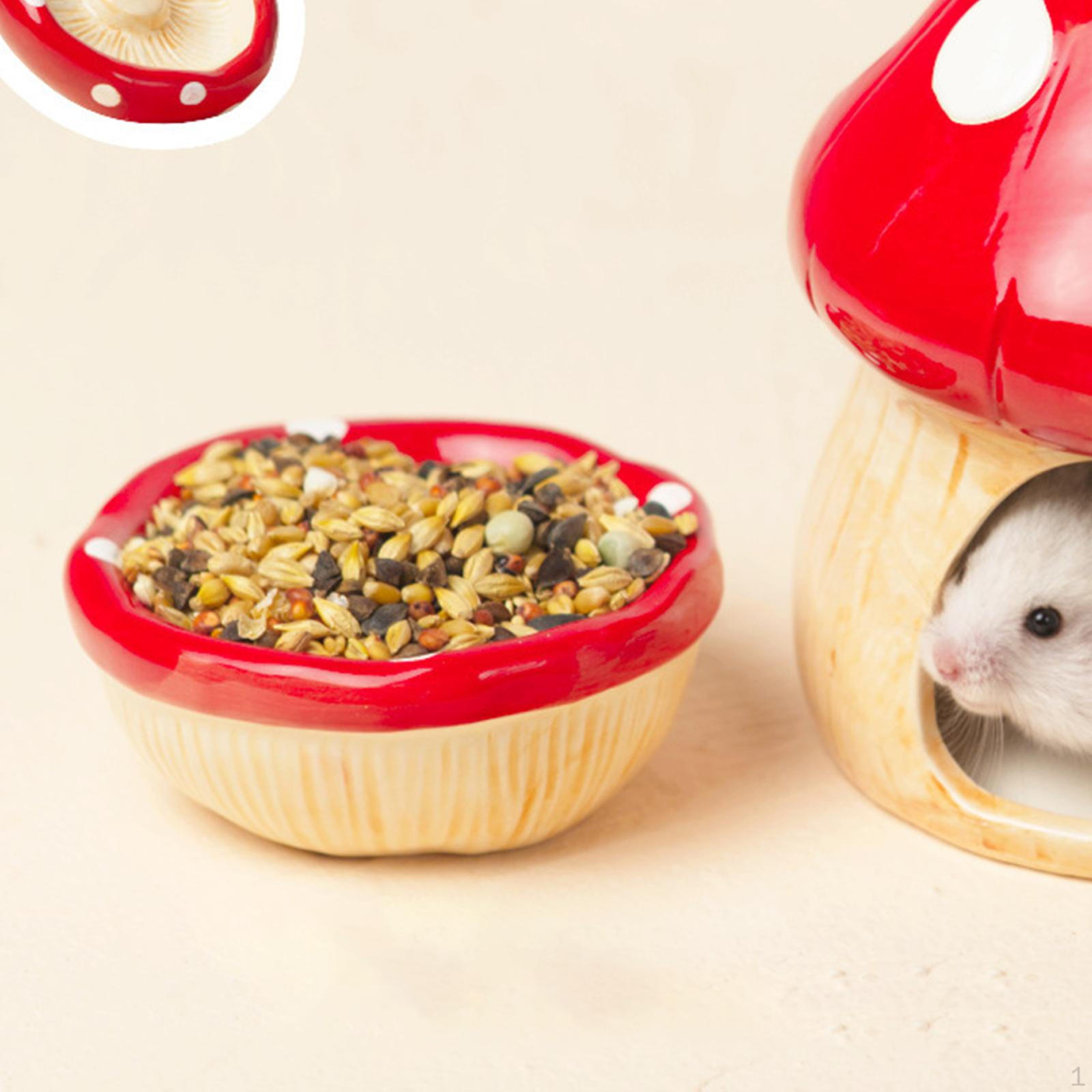 Ceramic Hamster House Shaped Indoor Outdoor Furniture Kennel with Food Bowl Habitat for rosso