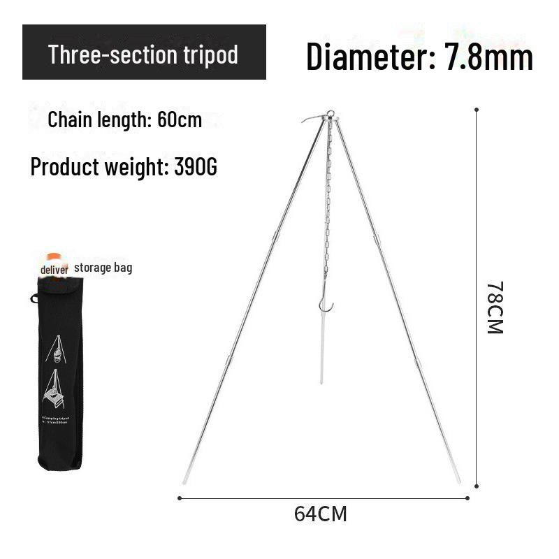 

Тренога для костра из алюминиевого сплава, 3 секции, для кемпинга на открытом воздухе и подвешивания горшков