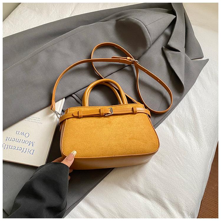 Vintage matte suede portable bucket bag women's bag 2025 new fashion high-end commuter bag shoulder messenger bag