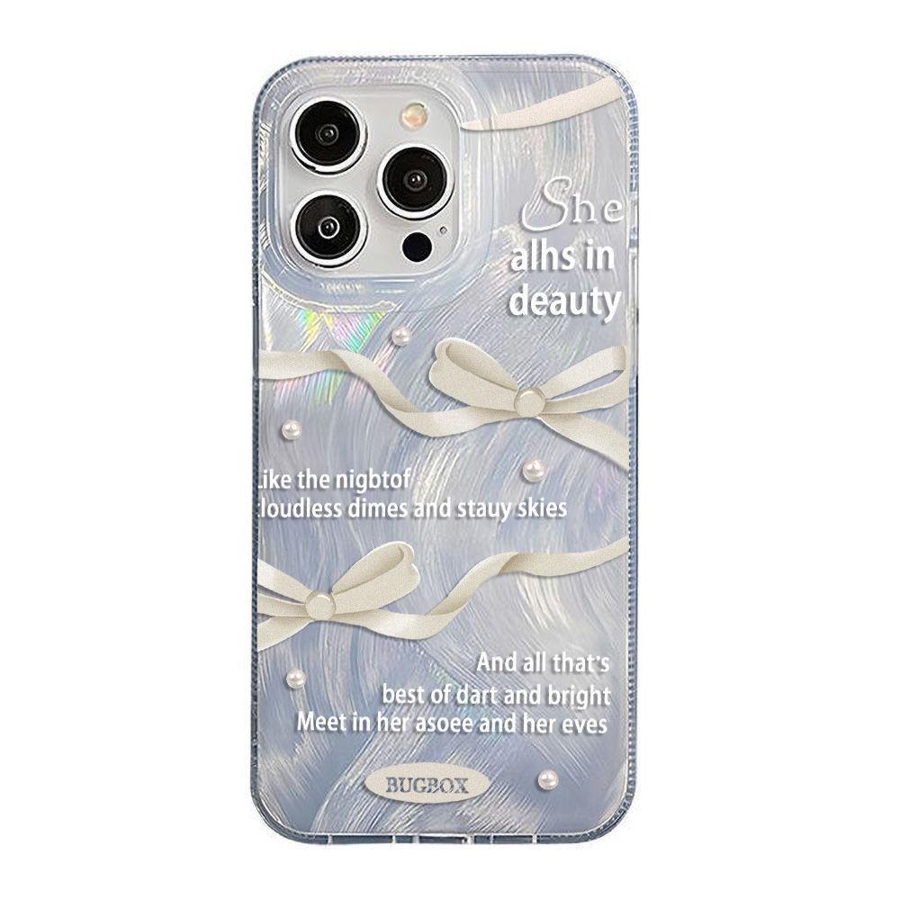 Temperament bow is suitable for iPhone17promax Apple 16IMD mobile phone case, the new 14/15 all-inclusive 13.