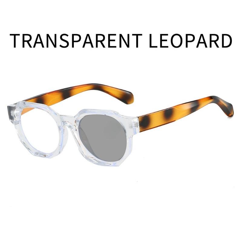 Luxury Design Photochromic Reading Glasses Fashion Polygon High Quality HD AntiBlue Light Color Cahnging Presbyopia  Eyeglasses