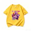 T-shirt Manches Courtes Imprimé Groupe d'Idoles K-POP Filles Mignon Dessin Animé Graphique T-shirt Haut Décontracté d'Été pour Enfants