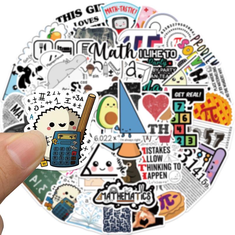 50 Stück mathematische Formel-Doodle-Aufkleber, wasserdichte PVC-Aufkleber für Laptop, Koffer, Kühlschrank, Skateboard, Dekoration