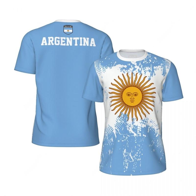 

Argentina Flag Graphic Mens Football Jersey Fashion National Emblem 3D Printed Sports T Shirt Casual Oversized Breathable Tees XXL
