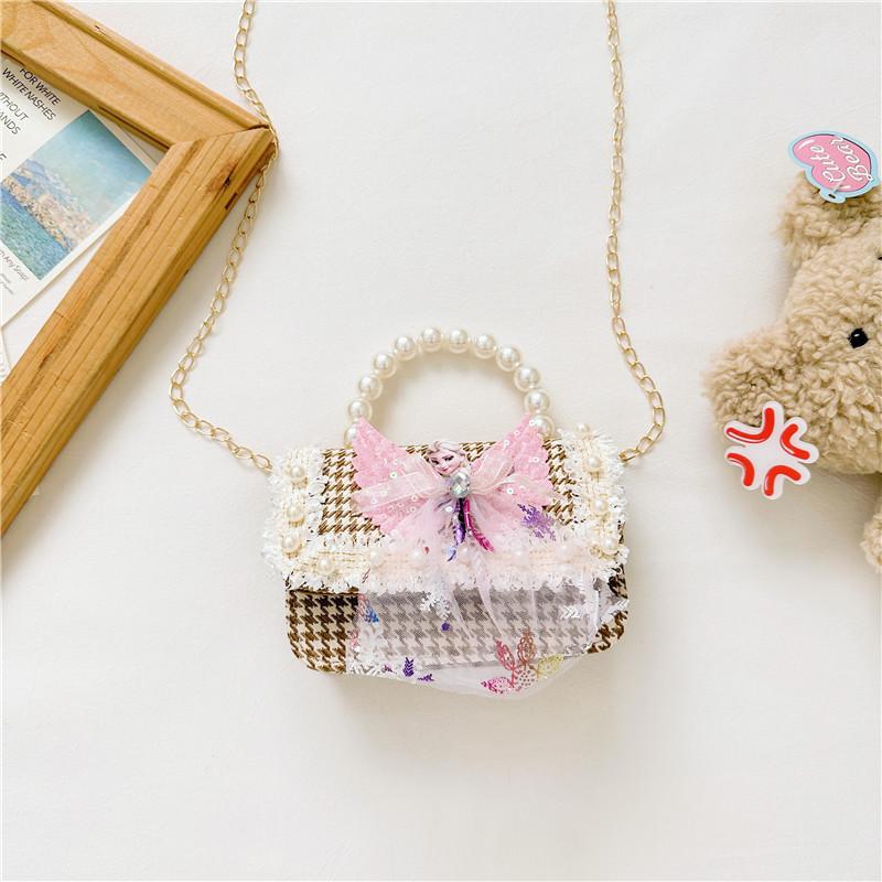 Stilvoller Prinzessinnen-Rucksack für Mädchen, verziert mit Perlen und Cartoon-Mustern in lebendigen Farben