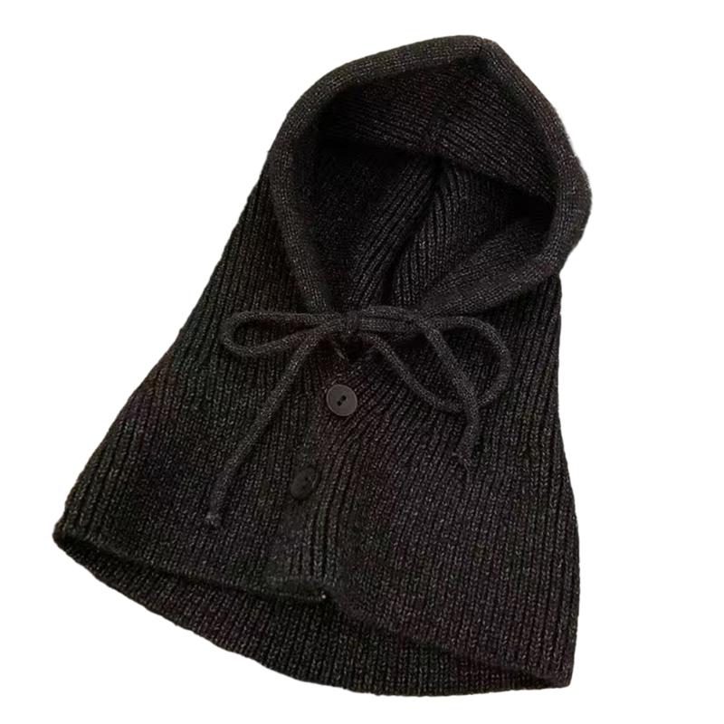 Adult Thick Balaclava Hat Outdoor Windproof Handmade Neck Protect Hat for Women 1 чёрный