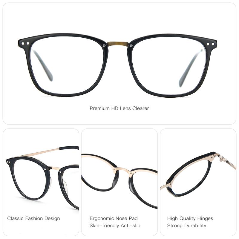 ZENOTTIC Retro Round Optical Prescription Eyeglasses Frames Unisex Ultralight Acetate Metal Spectacle Frame