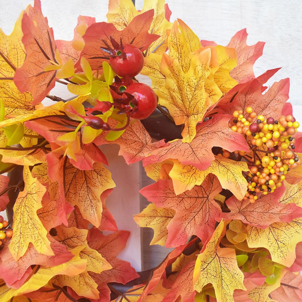 Halloween Decorations Festival Maple Leaf Berry Wreath Thanksgiving Fall Garland Front Door Hanging Ornaments Halloween Decor