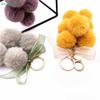 Chaveiro de Pelúcia Pom Pom de Toranja Criativo Bola de Pelo Macia Argola de Chaveiro Com Laço de Renda Para Acessórios de Bolsa/Carro