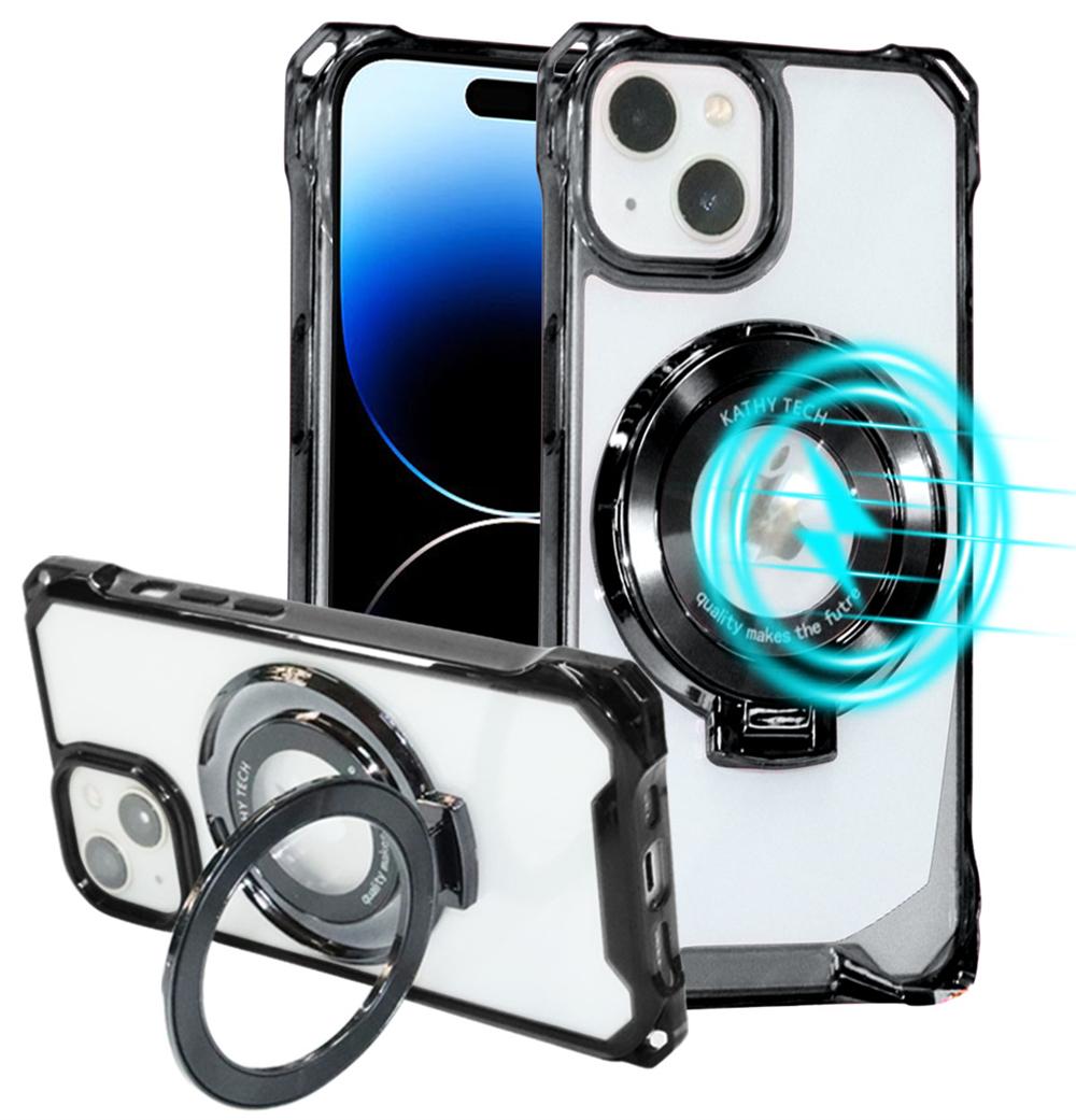 

Ударопрочный магнитный держатель-подставка для телефона чехол для iPhone 16 15 12 13 14 Pro Max Plus для Magsafe Wireless Charger Bracket Cover For iPhone 13&Case & Holder чёрный