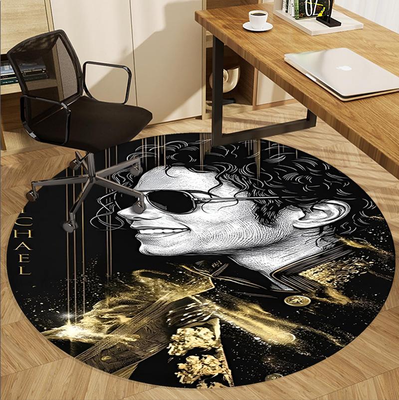 Covor rotund cu model Michael Jackson, Covoraș de interior/exterior, pentru picnic, sală de jocuri, dormitor, birou, sufragerie, Covor pentru decorarea casei, Cadou de ziua de naștere