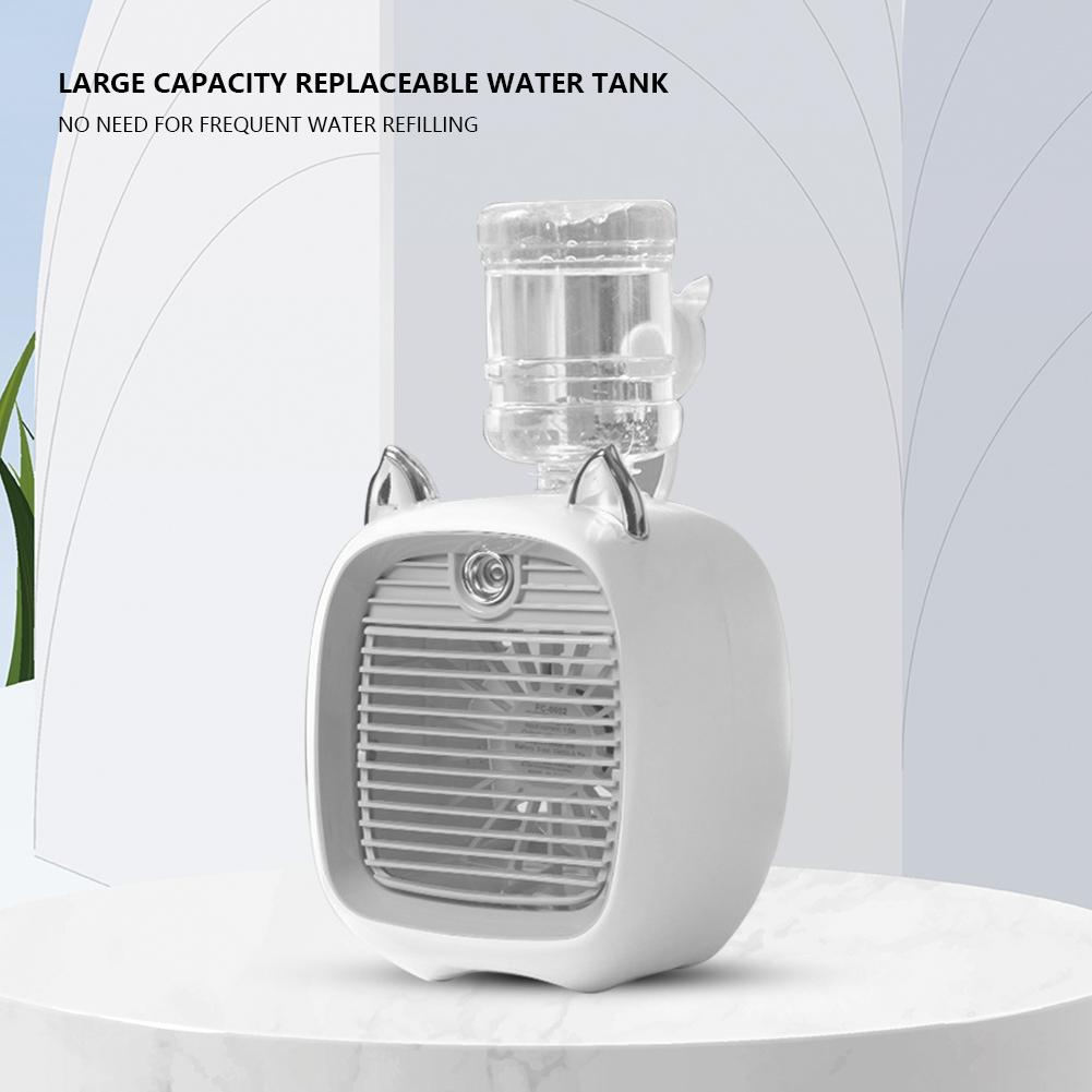 1200mAh Desk Misting Fan USB Rechargeable Water Cooling Fan Adjustable Grid Desktop Air Cooler Replaceable Water Tank Indoor Use