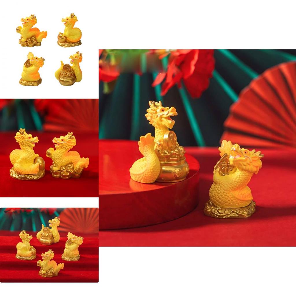 Premium Golden Dragon Desktop Decor With Auspicious Symbols For Car Or Home