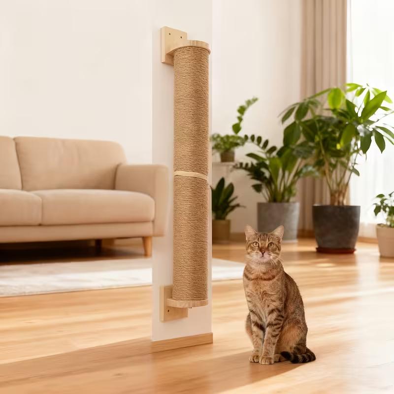Wall-mounted Cat Scratching Board, Sisal Cat Scratching Post, Indoor Cat Furniture, Tall and Sturdy Cat Climbing Post