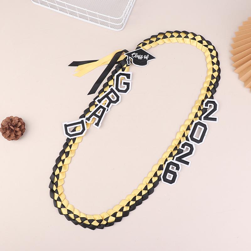 Graduation Leis Class Of 2026 Grad Handmade Ribbon Lei Ribbon Necklace With Grad Letters