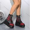 Comemore Women's Shoes Fashion Platform Boots Ladies Wedges High Heels Short Botines Round Head Mixed Color Chain Punk Botas