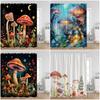 Mushroom Shower Curtains Retro Butterfly Boho Moon Floral Plant Magic Fairytale Mushroom House Dark Bath Curtain Bathroom Decor