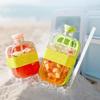 2 In 1 Ice Cube Mold Flexible Silicone Bottom Twist Demoulding Ice Tray with Straw Ice Cube Tray And Water Bottle Leakproof Portable Ice Water