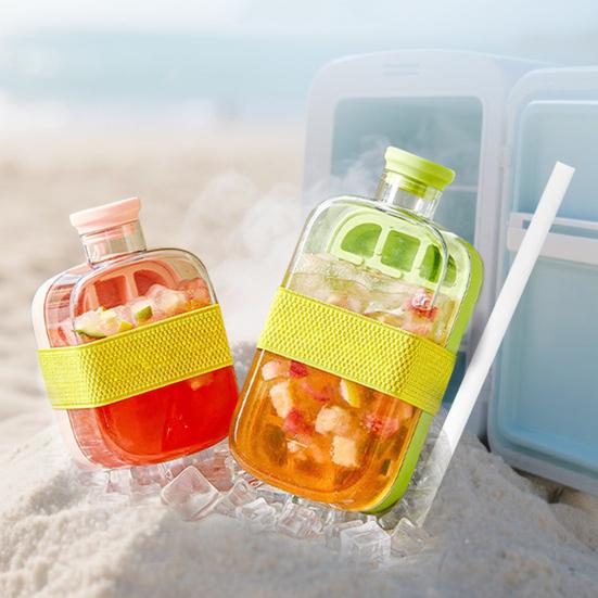 2 In 1 Ice Cube Mold Flexible Silicone Bottom Twist Demoulding Ice Tray with Straw Ice Cube Tray And Water Bottle Leakproof Portable Ice Water