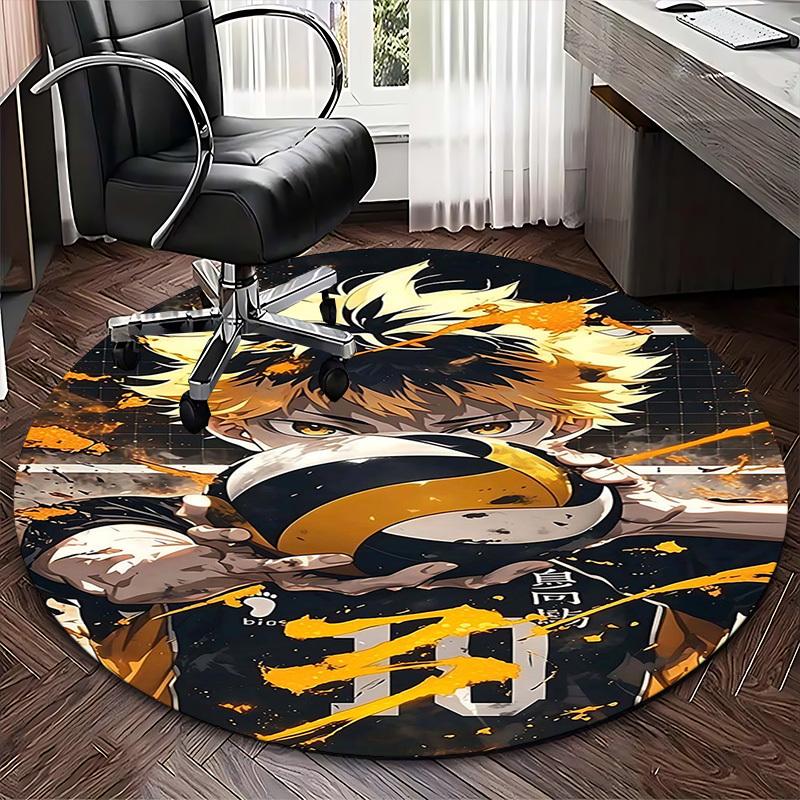 1pc Bakugo Katsuki 10 Round Carpet - Anime Design Chair Mat for Office, Home Decor