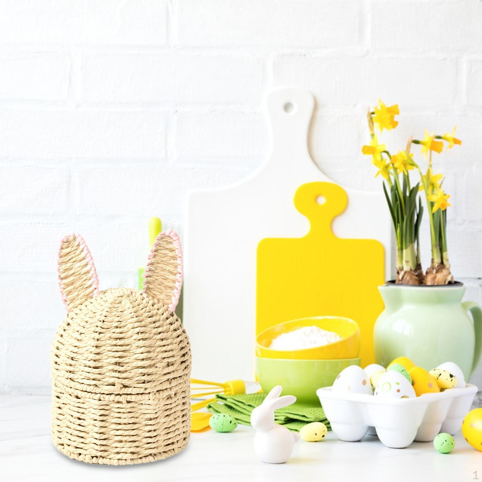 Handwoven Storage Basket Cartoon for Kids Ornament Bin Creative Lidded Toy Box Paper Rope