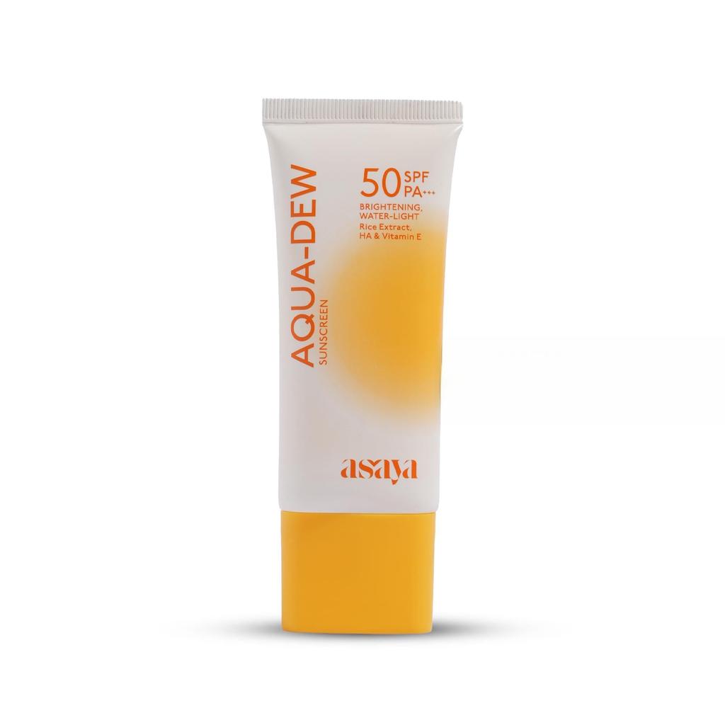 Asaya Aqua Dew Sunscreen SPF 50 PA+++ | In VIVO Tested | UVA/B Light Protection | Blue Light Protect | Dewy | With Rice Extract | No White Cast |