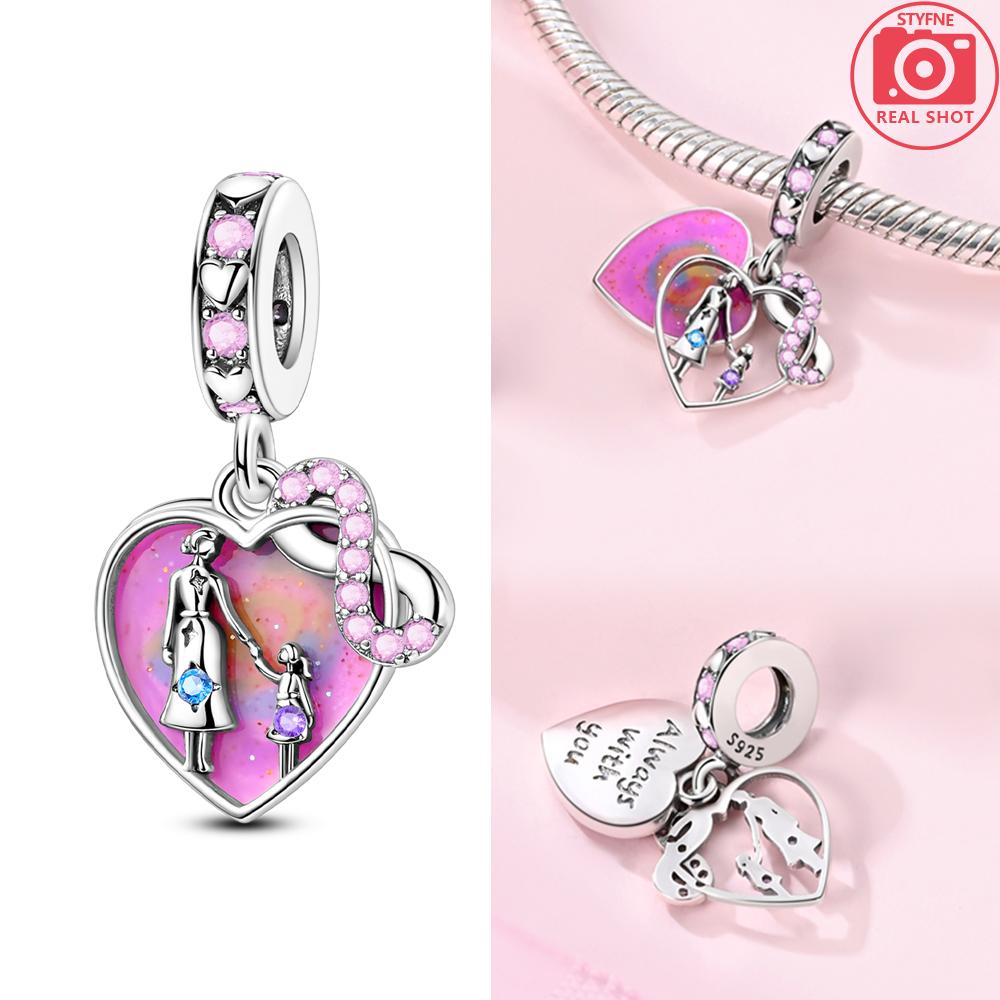 Mother Heart Charm Love Pendant Bead For Woman Fit Original New Copper Bracelet Diy Jewelry Gift For Mom