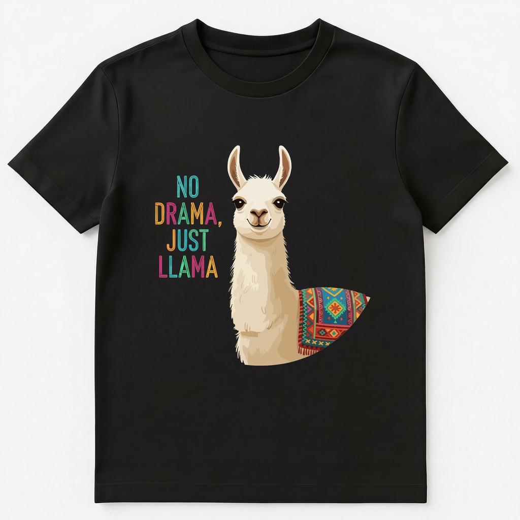 Bez Dramy, Tylko Zabawa z Lamą Motywacyjny Design Koszulka Unisex