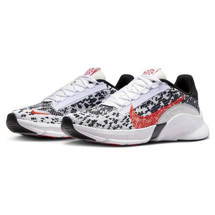 Nike SuperRep Go 3 Flyknit Next Nature Weiß Pikantes Rot Damen Sneaker Schwarz Photon-Dust DH3393-105