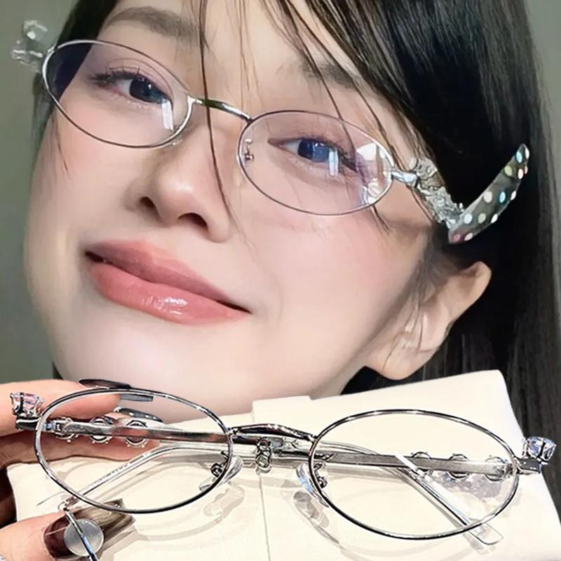 Metal Glasess Oval Retro Women Men Rhinestone Diamonds Sunglasses Unisex Bling Eyeglasses Frames Fashion Eyewear Glasses