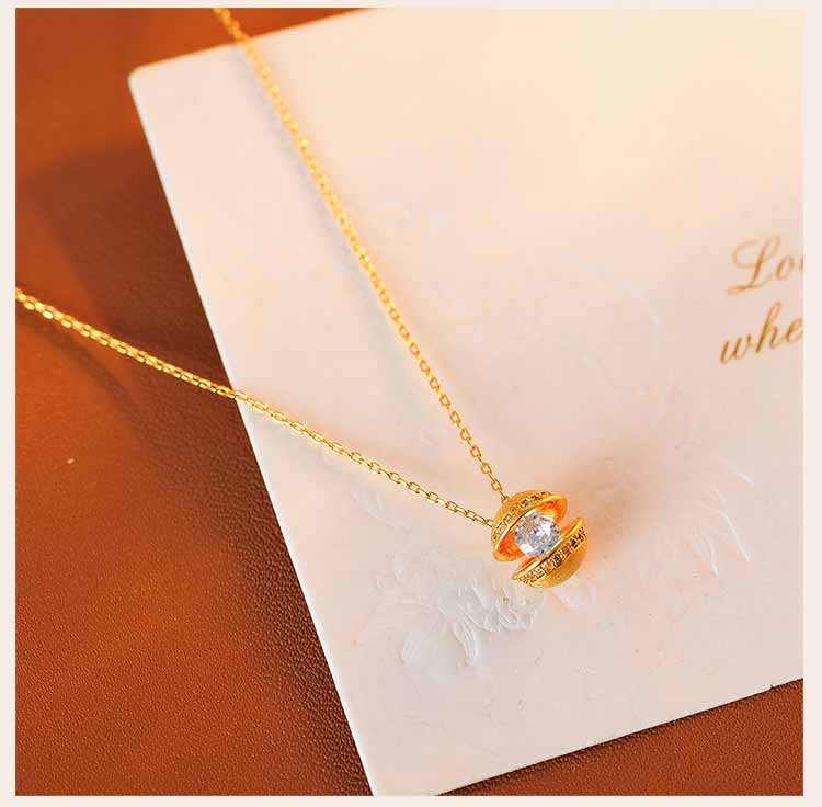 Trendy Floating CZ Planet Pendant Necklace for Women, Luxury Gold Plated Celestial Sphere Orbit Chain, Modern Jewelry Gift