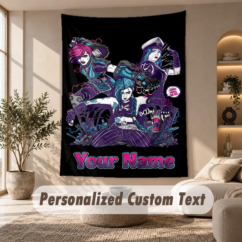 Tapestry Custom Name Text, Wall Hanging Tapestry Home Room DecorLeague of Legends