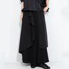 Black vintage plus size Summer High Waist wide leg Skirt Pants Women Loose Casual Trousers