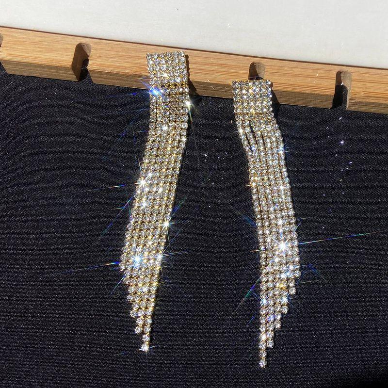 Fashion Fashion Nightclub Super Flash Multi-Row Full Diamond Bracelet Personalized Stretch Women s Wide Rhinestone Collar Earrings Suit Women s Gold Earrings