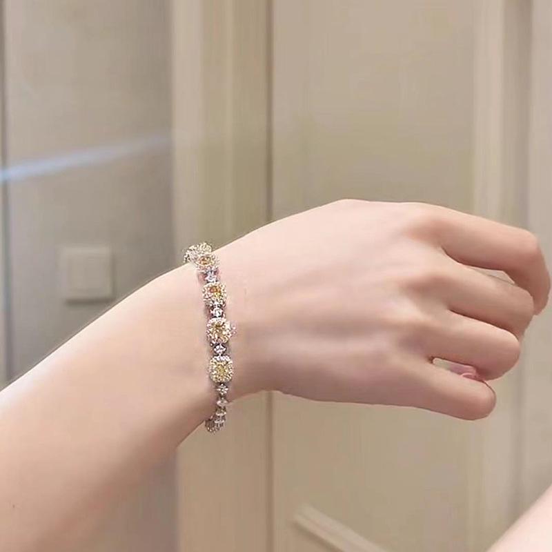 Xiancan 2023 Silver Niche Fashion Designer Bracelet with Yellow, Pink, White High Carbon Diamonds for Women