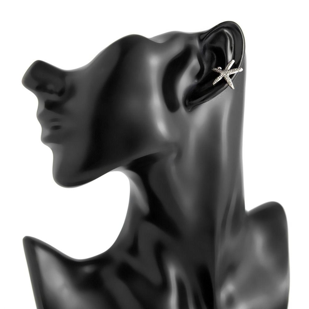 Silver C-shaped Ear Clip Golded Starfish Shell Ring Clip Simple No Piercing Earrings Women
