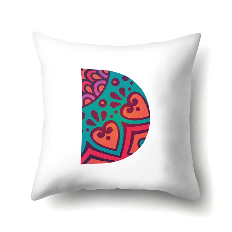 Polyester Pillowcase Home Geometric Striped Print Pillowcase 26 English Letter Cushion Cover
