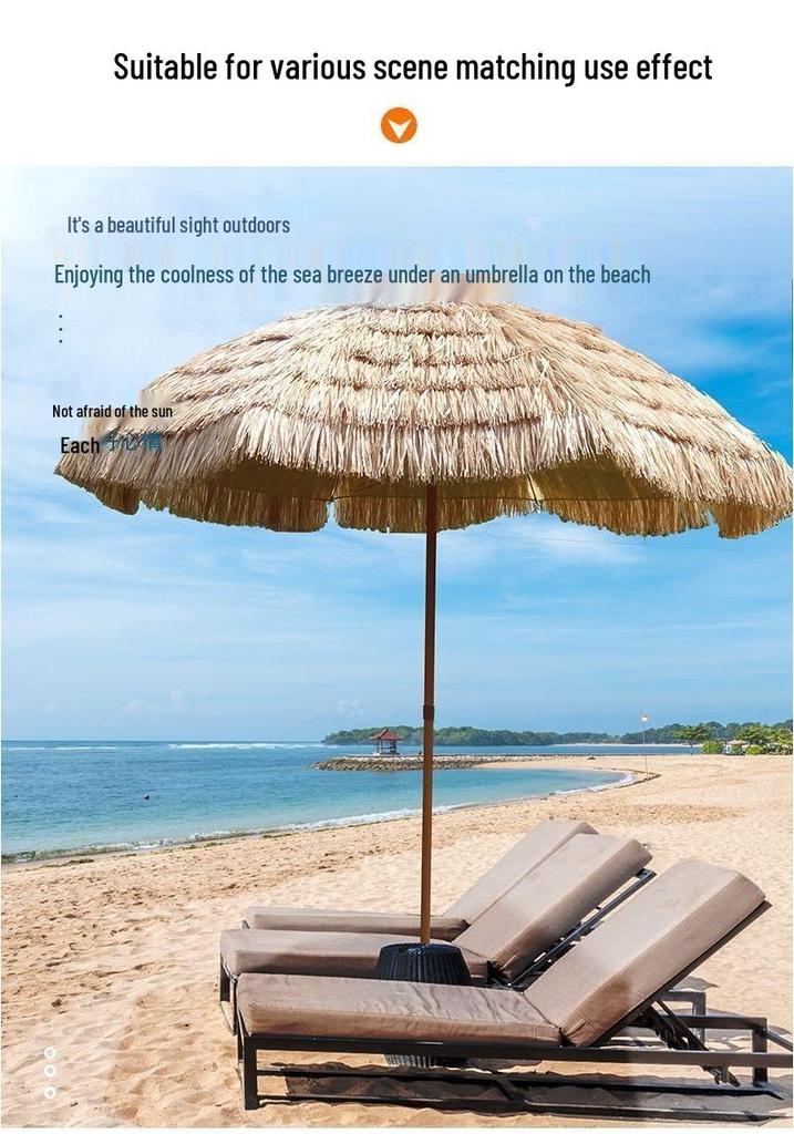 Imitation Thatch Outdoor Sunshade Umbrella - Garden, Courtyard, and Photography Decor Prop