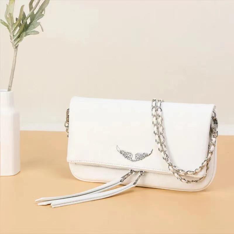 Women Hot Diamond Chain Leather Bag Messenger Bag Handbag Simple Wing Design Shoulder Bag