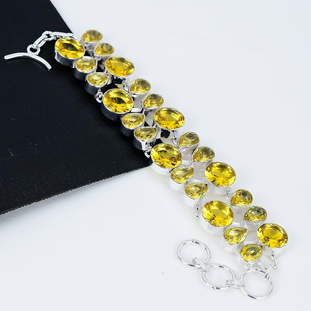 Citrine Bracelet Citrine Gemstone Handmade 925 Sterling Silver Bracelet Yellow Citrine Jewelry Bracelet For Gift Citrine Jewelry For Mother