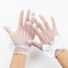 Lace Short Gloves for Little Girls 4-8 Years Tea Party Wedding Flower Gloves with Bow Kids Princess Dressing Gloves for First Communion Wedding Prom