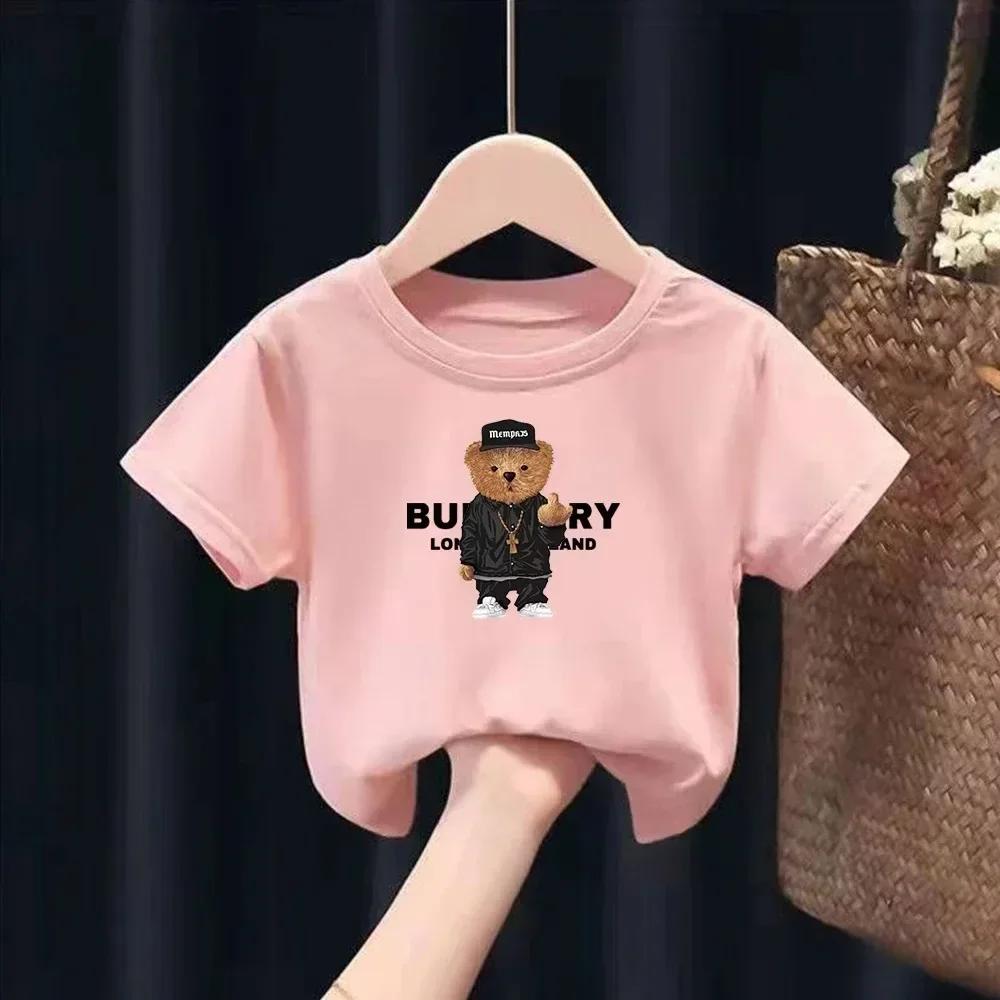 Fashion Baby Kids T-shirt  Luxury Brand Print Shirt Summer Boy Girl Clothes Short Sleeve Funny Kawaii Children Casual Tops