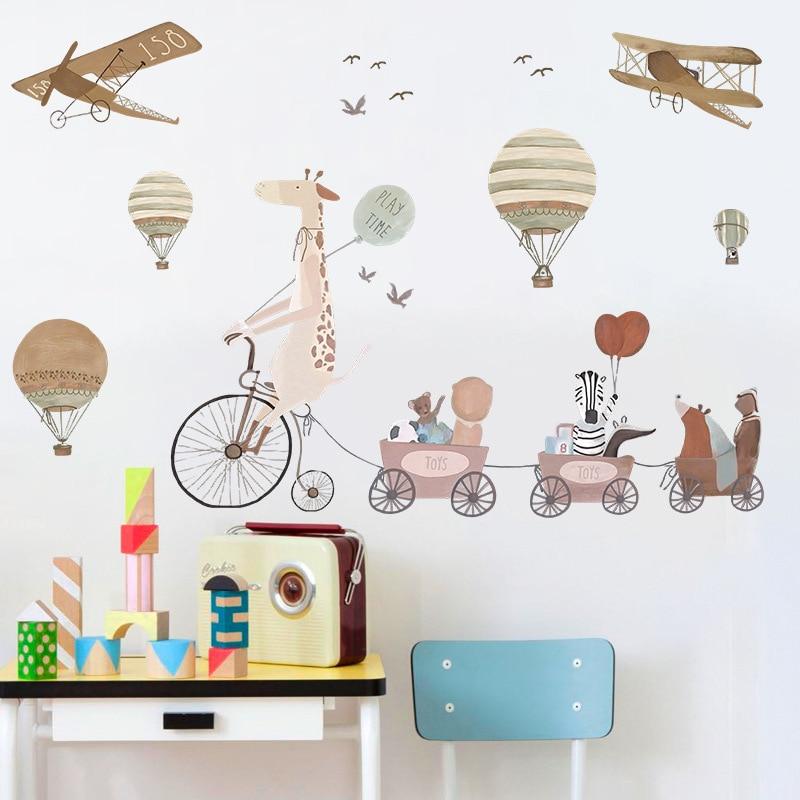 Buy Cartoon Hot Air Balloon Wall Stickers For Kids Rooms Animals Kids ...