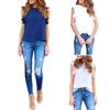 Elegant Ladies Summer Lotus Lace Short Sleeve Casual Shirt Tops Blouse T-shirt